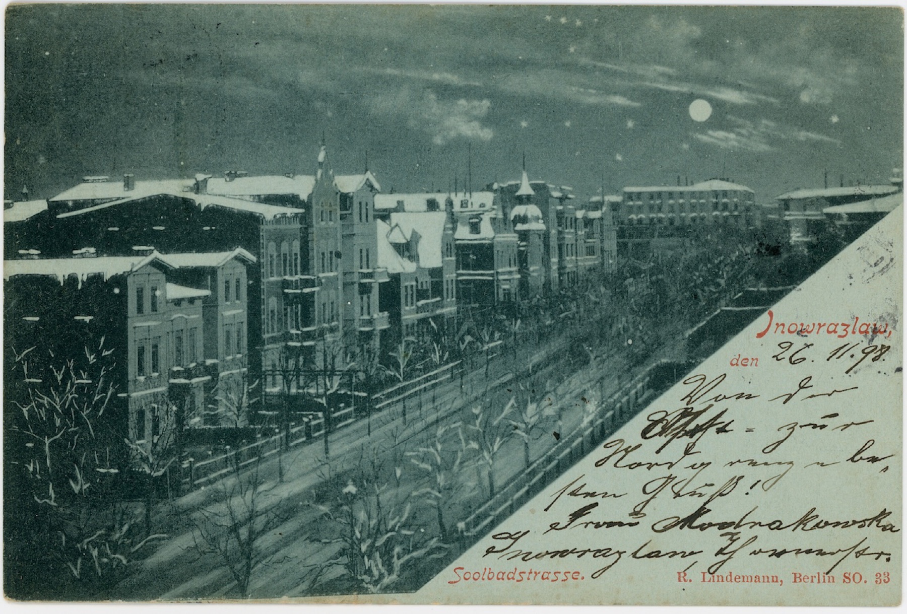 Nocna pocztówka ulicy Solankowej 1898